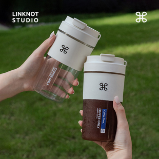 纽结咖啡随行杯tritan自带杯透明男女生大容量便携外出携带咖啡杯