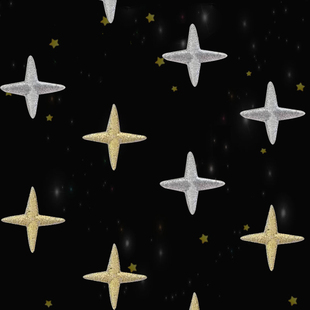 衣服装饰贴布贴花全刺绣3M胶自粘胶金线星星银线星星繁星点点金星