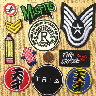 R贴布贴花金线徽章胸章机车爪天才箭头铅笔禁止鸣笛红唇tria