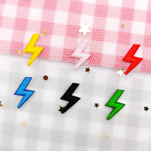 可爱绣花小闪电贴布贴花日系小清新刺绣贴 书包本子装饰自粘布标