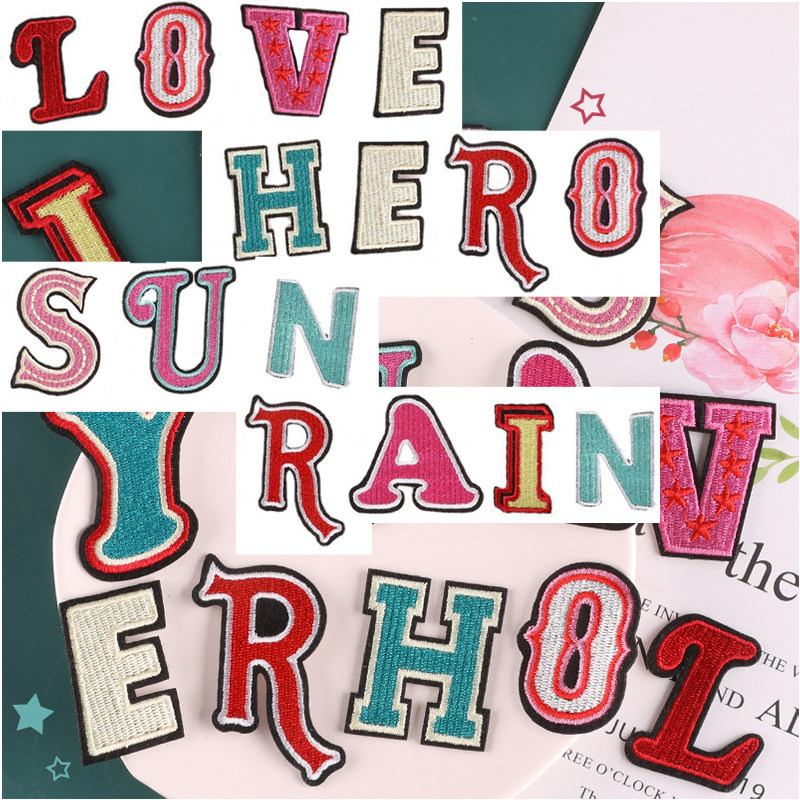 英文字母补丁贴服装鞋帽包包配饰号码名字标记绣花标刺绣布贴LOVE