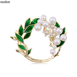 饰 ouduo栀子花胸针高档女珍珠花环胸花百搭简约配饰外套别针扣装