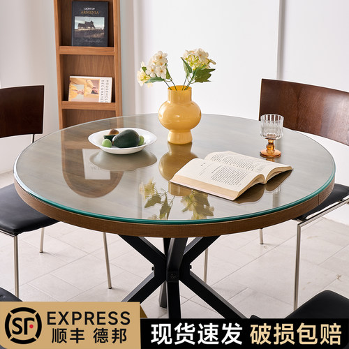 3C认证加厚圆形钢化玻璃桌面防烫