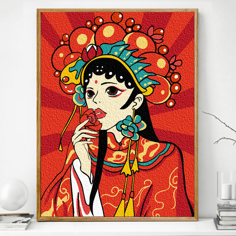 【国风花旦】b时匠纸浆画diy材料复古手工装饰画成人墙上数字油画