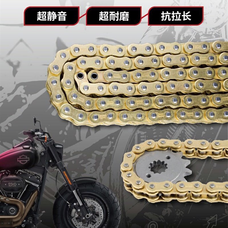 征和油封链条大排量摩托HO428 520 525 GW250黄龙600金色油封链条图片