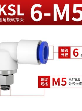 高速旋转接头气动快插气管万向360度KSL4/6M5直通KSH8/10-010203