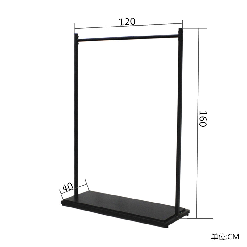 铁艺黑色落地式侧挂童装店挂衣架婚纱架男女服装店中岛货架展示架