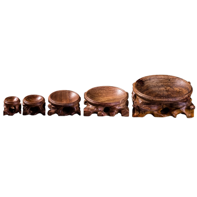 天然奇石水晶球红酸枝镂空圆底座