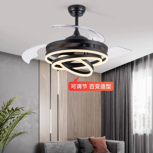 欧式简约隐形风扇灯轻奢北欧led客厅灯卧室餐厅吊扇吸顶灯具跨境