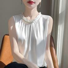 小香风木耳边吊带背心女内搭夏2025新款外穿无袖雪纺缎面打底衫薄