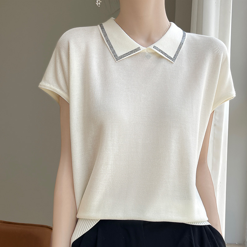 减龄洋气娃娃领飞飞袖t恤