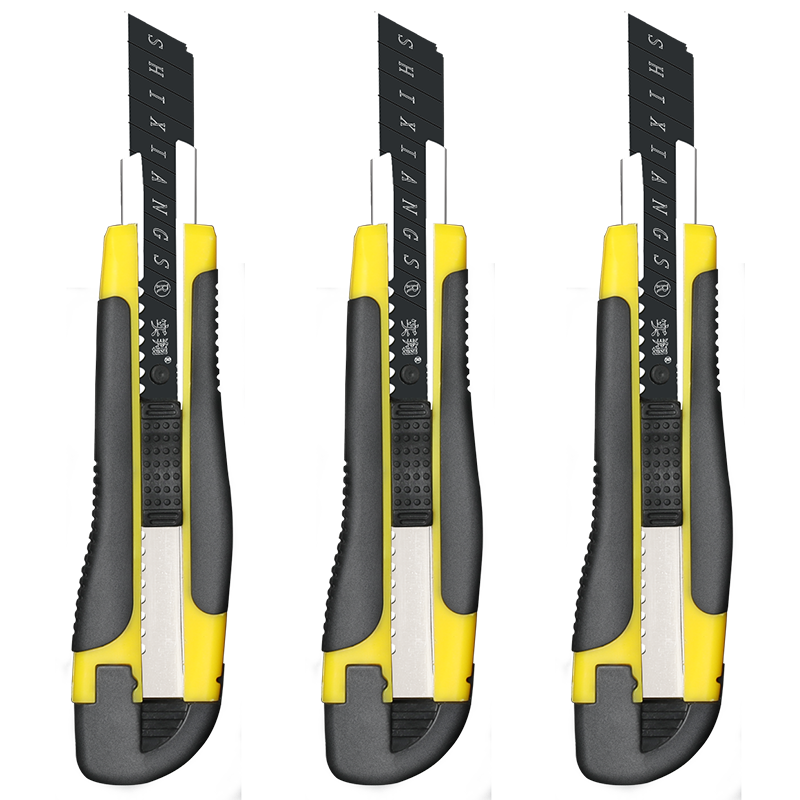 美工刀大号壁纸刀黑刃刀片拆快递开箱裁纸专用刀加厚高碳钢多功能刀架拆切工具重型工业用刀推锁设计锋利刀刃