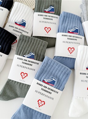 cityboy袜子男女中筒袜西海岸滑板ins潮帆布鞋街头腔调运动长棉袜