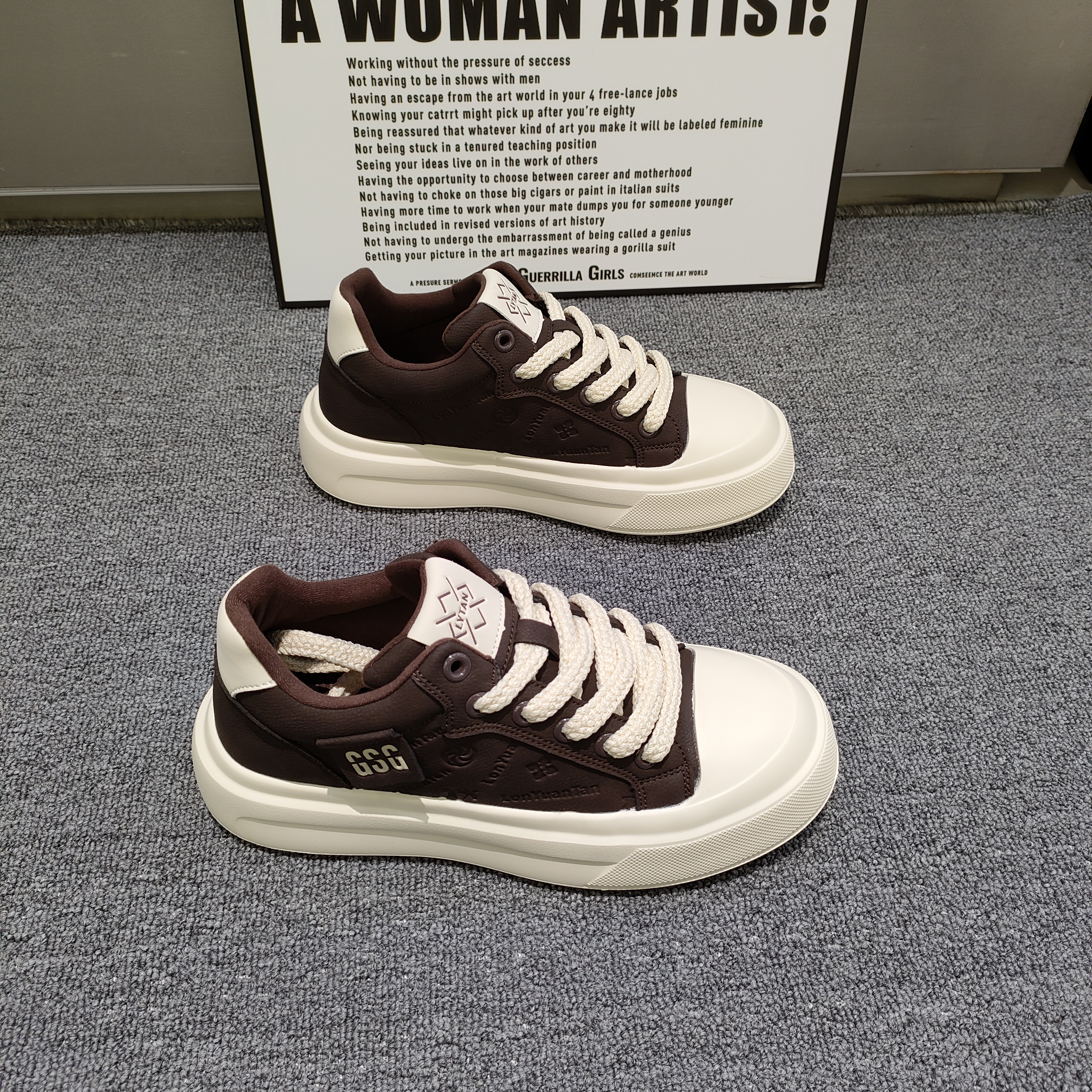 2025冬季新款加绒男鞋保暖厚底增高板鞋百搭咖棕色休闲鞋真皮棉鞋