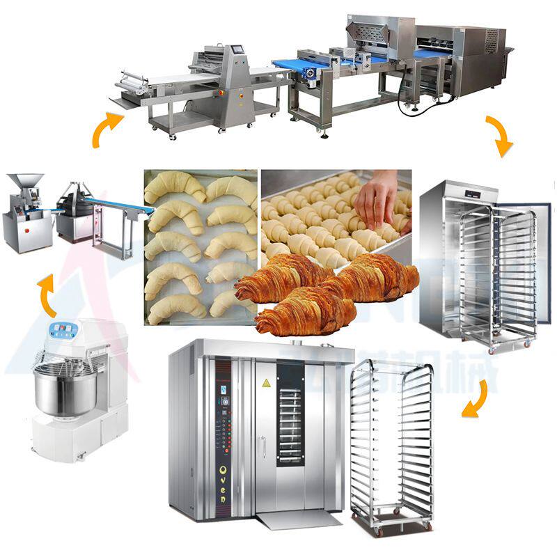 面包烘焙整套设备 定制牛角包生产线 羊角包成型机面包生产流水线