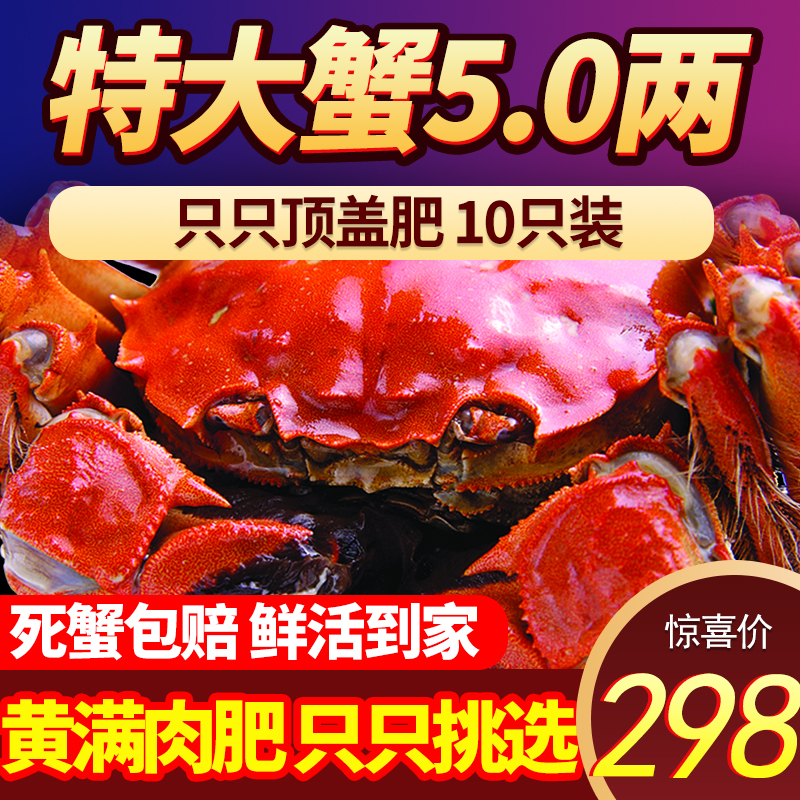 大鲜活清水螃蟹,阳澄湖大闸蟹礼盒