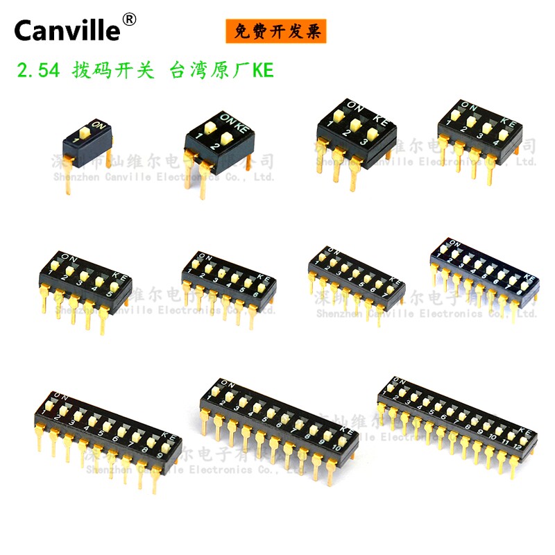 Canville DSIC01LHGET 2/3/4/5/6/7/8/9/10/12 拨码开关 直插2.54