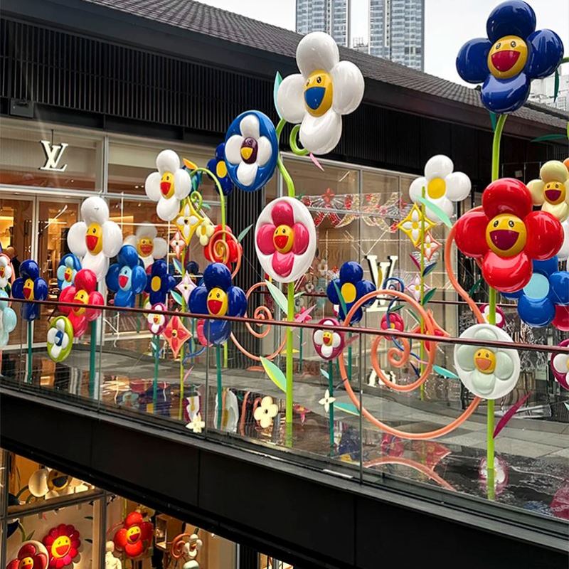 网红花朵藤条模型装饰花园小区走廊草坪商场玻璃钢铁艺户外大摆件