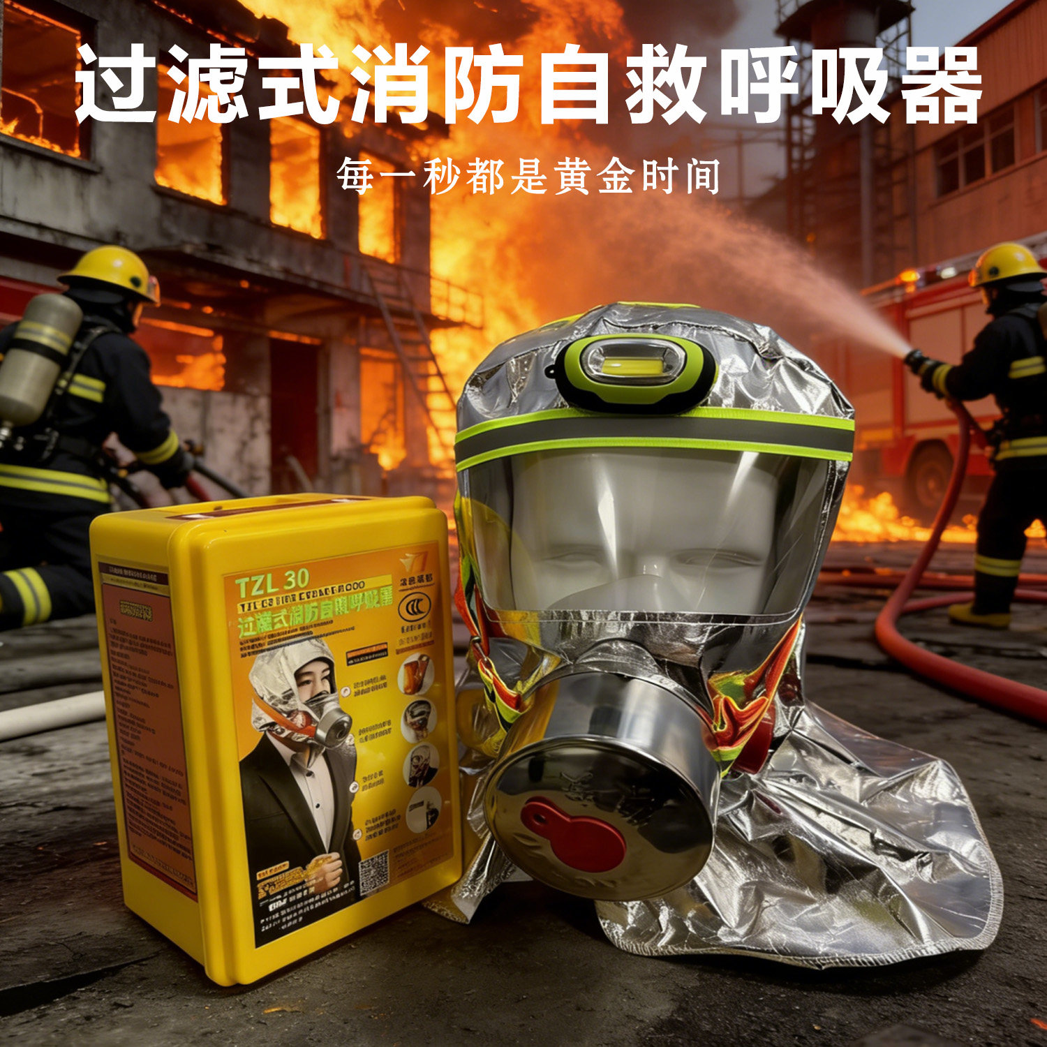 披肩火灾逃生自救呼吸器 防火斗篷披风逃生高层套装火灾神器