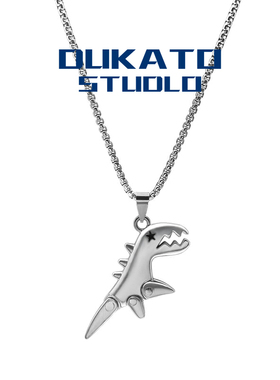 DUKATO新品学生可爱小恐龙吊坠项链冷淡风ins 嘻哈男百搭钛钢饰品
