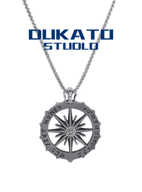 DUKATO新品张艺兴同款太阳神光芒吊坠嘻哈霸气钛钢项链情侣饰品黄