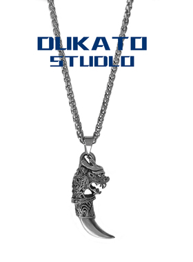 DUKATO 新款复古狼牙霸气钛钢项链嘻哈百搭男吊坠欧美ins个性饰品