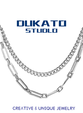 DUKATO 新款钛钢古巴项链ins冷淡风锁骨气质简约不规则个性潮配饰