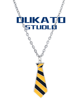 DUKATO新品哈利波特钛钢黄黑条纹领带吊坠项链欧美帅气女情侣饰品