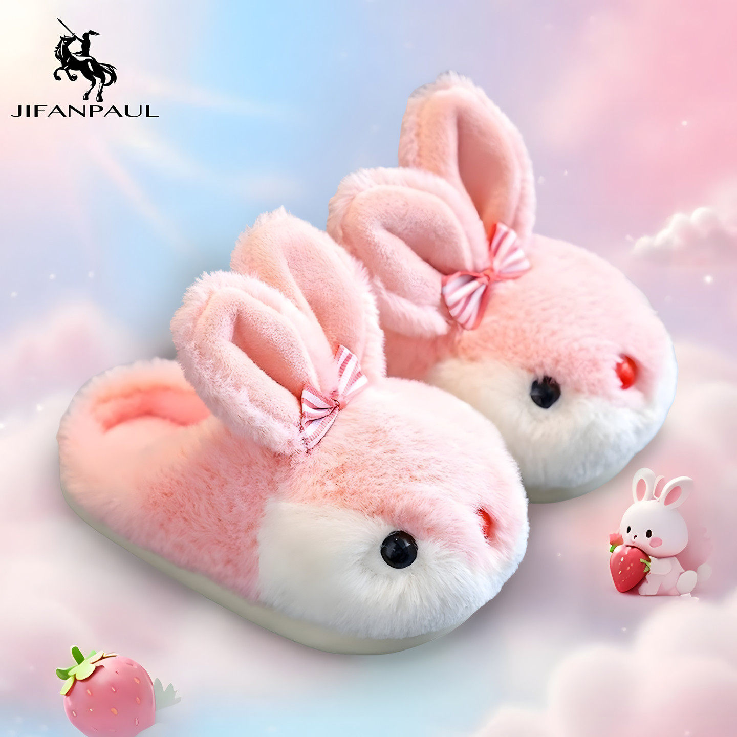 儿童棉拖鞋女孩冬季卡通可爱兔子居家拖鞋保暖鞋防滑宝宝棉拖男童