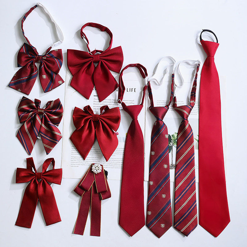酒红色jk领带女款学院风懒人免打衬衫配饰毕业学士服领结蝴蝶结男,服饰配件/皮带/帽子/围巾,领带,淘宝优惠券,粉丝福利购,淘宝优惠卷