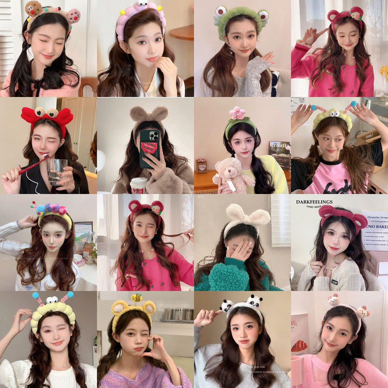 2025新款洗脸化妆发箍可爱少女心敷面膜发带搞怪毛绒压发头箍发饰