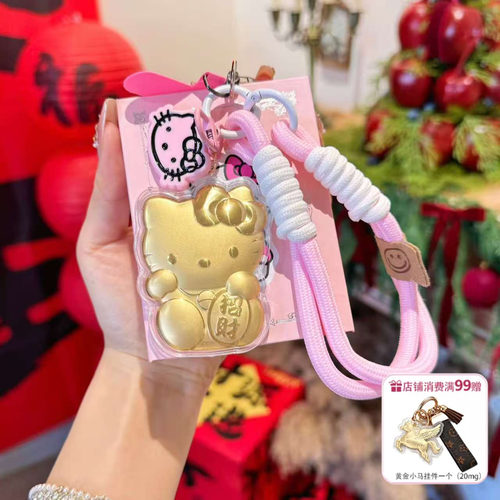 水贝黄金招财猫送礼哈喽KT猫手机链挂绳钥匙扣包包挂件伴手礼