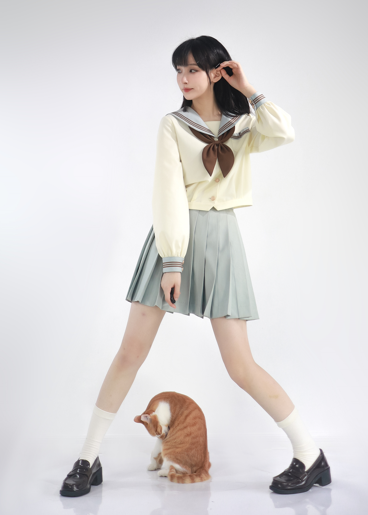 （少量现货）仲春二四 薄荷生巧 长袖水手服夏服学院风学生套装女