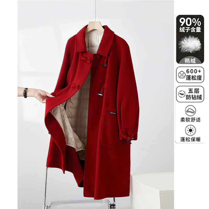 可拆卸鹅绒内胆双面羊毛大衣女冬装新款气质中长款加厚呢子外套,女装/女士精品,毛呢外套,淘宝优惠券,粉丝福利购,淘宝优惠卷