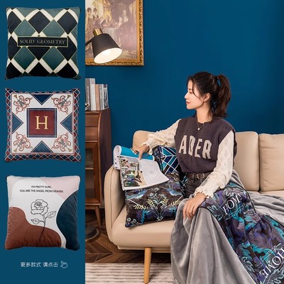 抱枕被子两用云貂绒汽车载枕头办公室加大加厚四季午睡毯子二合一