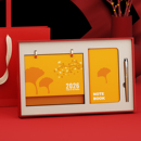 组合送朋友 企业定制活动伴手礼礼品办公室月历摆件实用笔记本套装 皮架台历2026马年新款 商务日历高档礼盒装