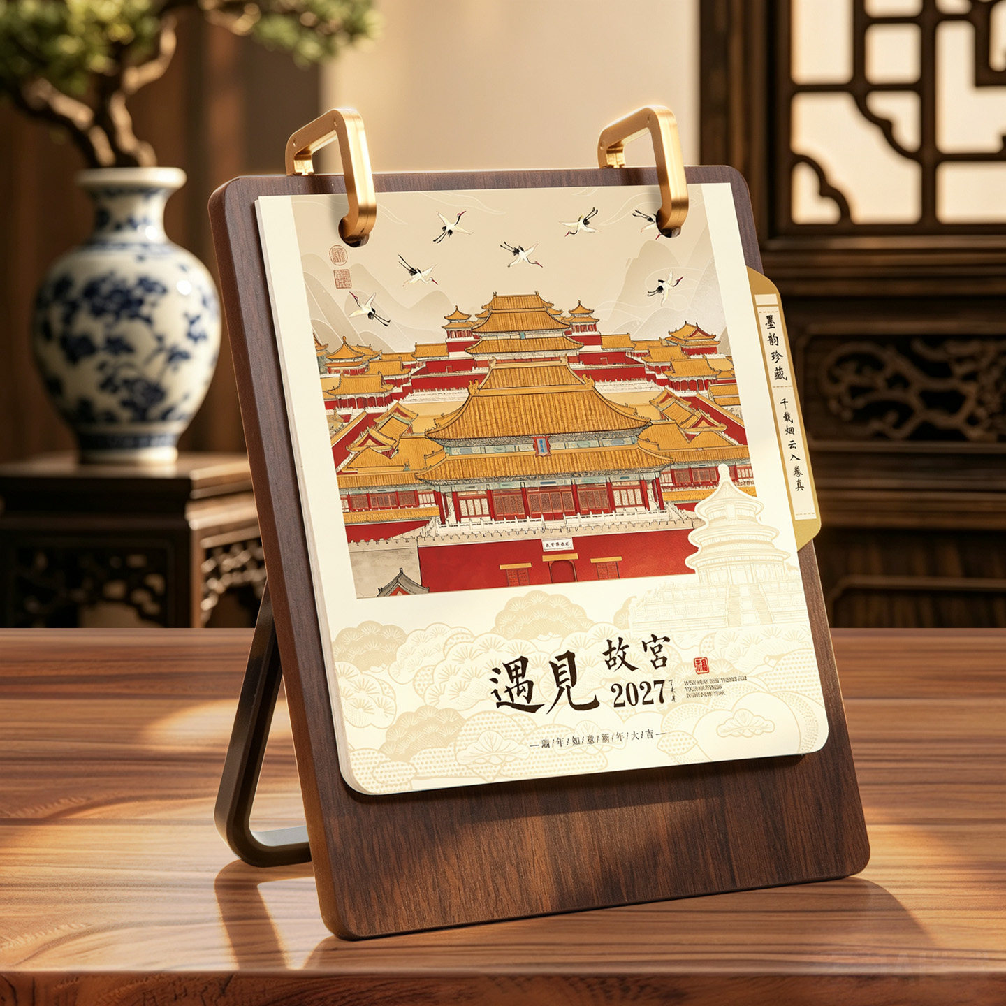 木架中式古风台历礼盒定制logo图片