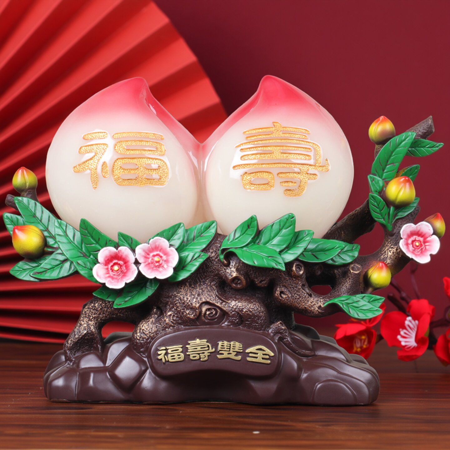 福寿双全寿桃摆件装饰品老人长辈祝寿贺寿生日礼物70 80 90岁礼品