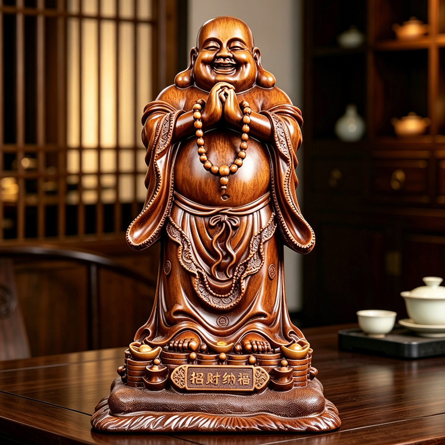 招财纳福弥勒佛佛像摆件福到财到店铺公司乔迁开业送礼办公室摆设