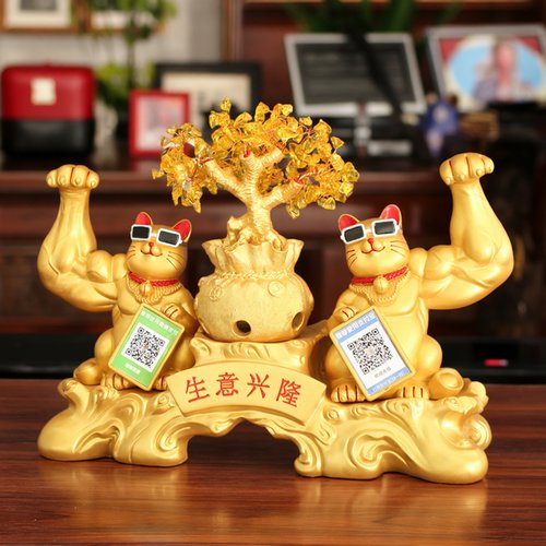 收款语音播报招财猫摆件