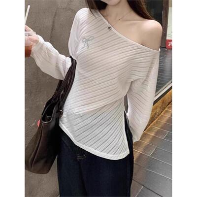 韩系chic设计感白色露肩
