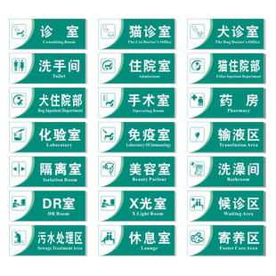 宠物医院诊所门牌科室牌动物诊所医院科室牌诊疗室化验室美容室猫狗犬诊室寄养室标识牌墙贴标志牌定制定做