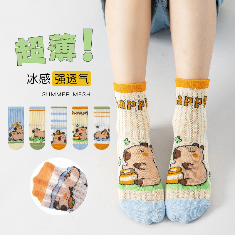 儿童袜子卡皮巴拉夏季超薄透气