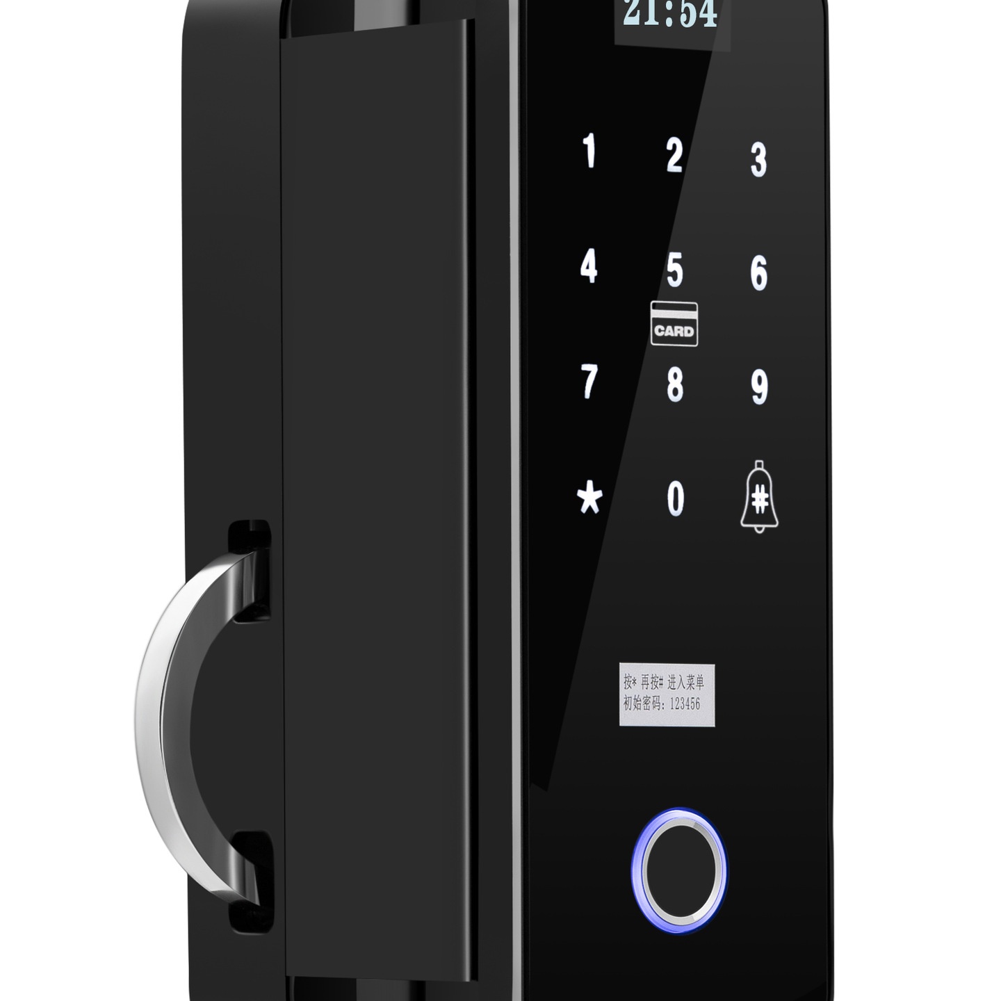 免开孔有框办公室玻璃门指纹锁推拉门电子门禁涂鸦智能锁