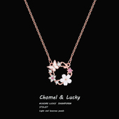 「梦奈花园」s925蝴蝶花纯银项链女轻奢小众高级感送闺蜜生日礼物