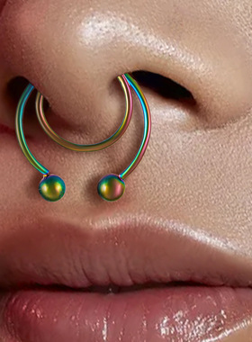 跨境亚马逊不锈钢鼻夹欧美insU形非穿孔鼻钉鼻环穿刺饰品男女同款