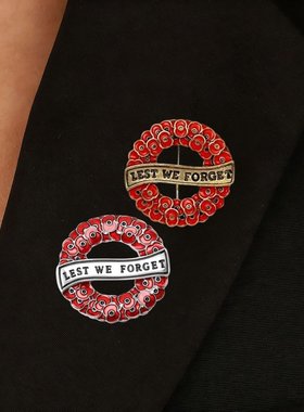 跨境深红滴油罂粟花环胸针英国纪念日胸花Lest We Forget厂家