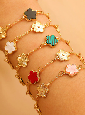 欧美跨境爆款五叶草手链轻奢高级