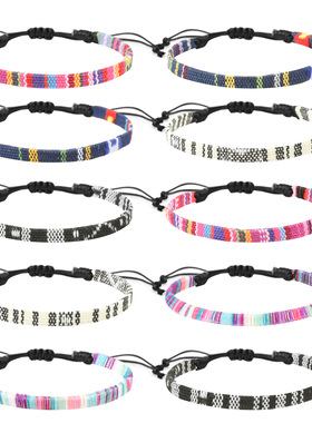 跨境热卖编织彩色脚链 波西米亚民族风可调节脚链手链沙滩足饰品