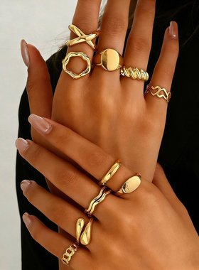 欧美跨境饰品ins风麻花镂空交叉